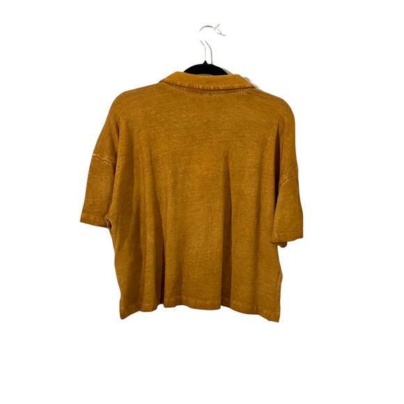 FREE PEOPLE Weekend Rush Short Sleeve Cropped Polo Top in Copper - Picture 3 of 8